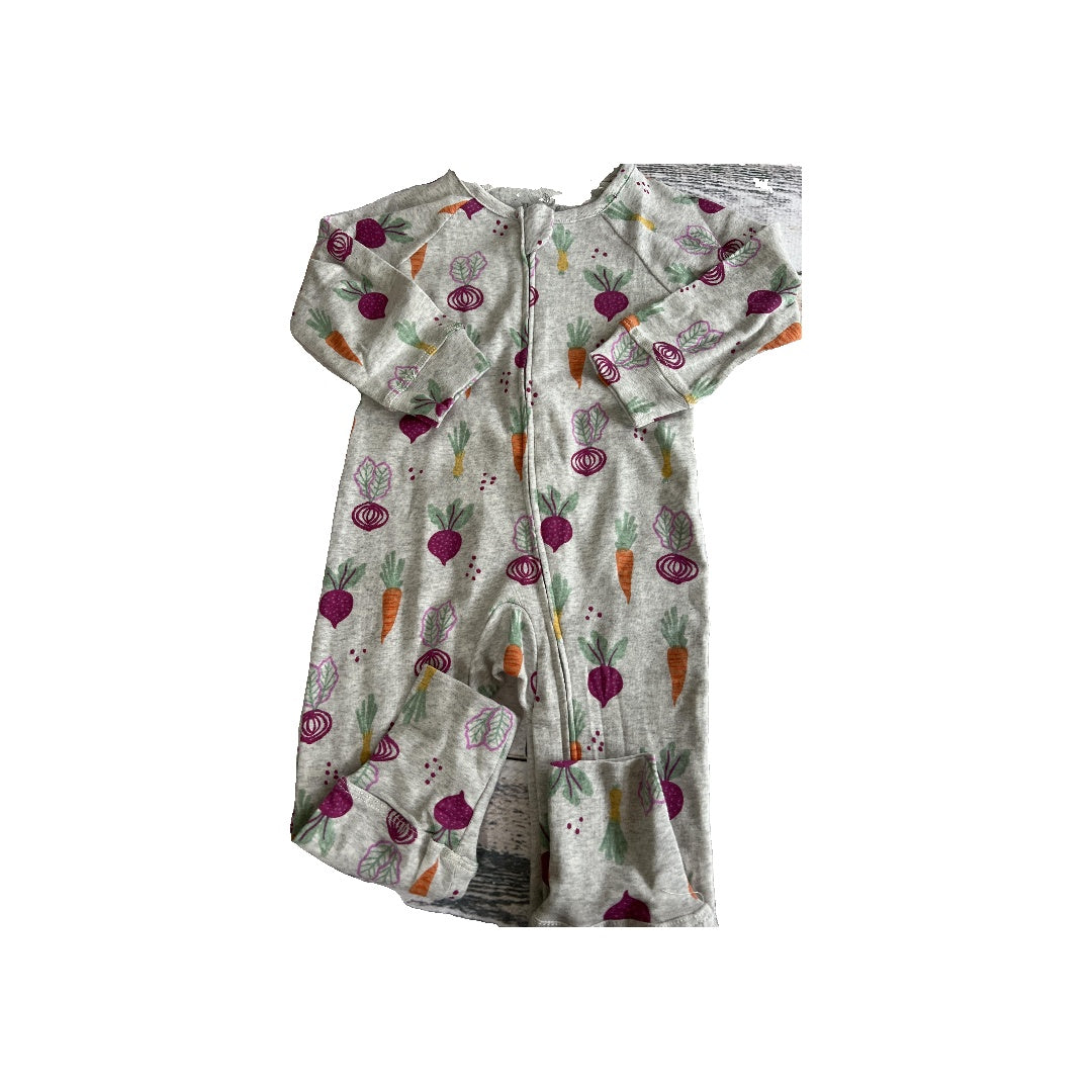 Oliver & Rain Girls Grey | Veggies Long Sleeve Outfit Size: 12 months Grey | Veggies