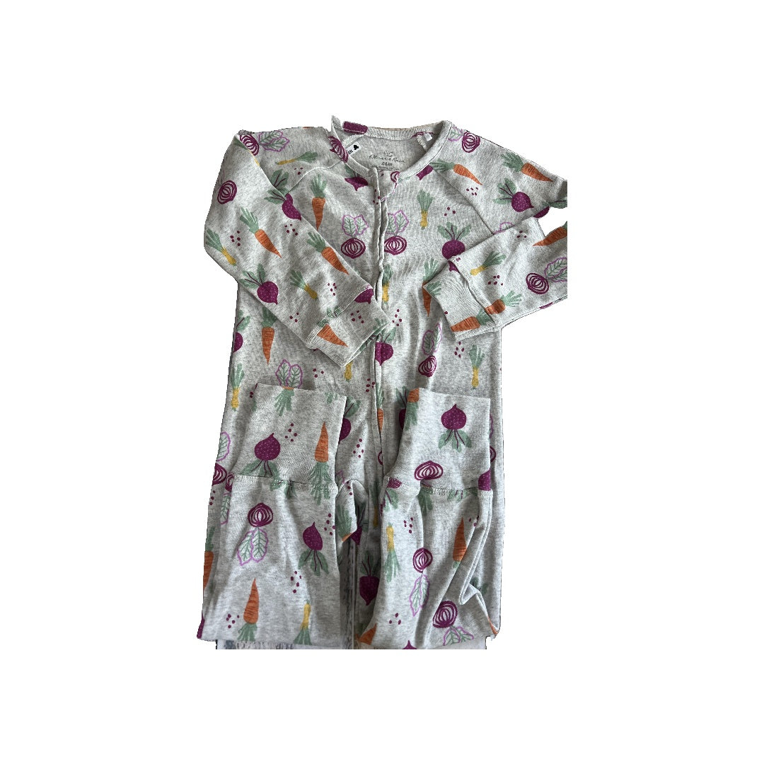 Oliver & Rain Girls Grey | Veggies Long Sleeve Outfit Size: 24 months Grey | Veggies