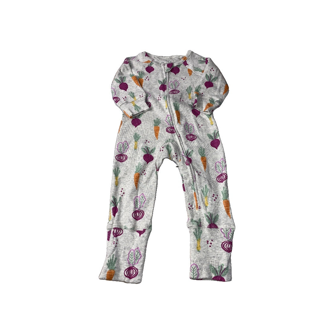 Oliver & Rain Girls Grey | Veggies Long Sleeve Outfit Size: 3 months Grey | Veggies