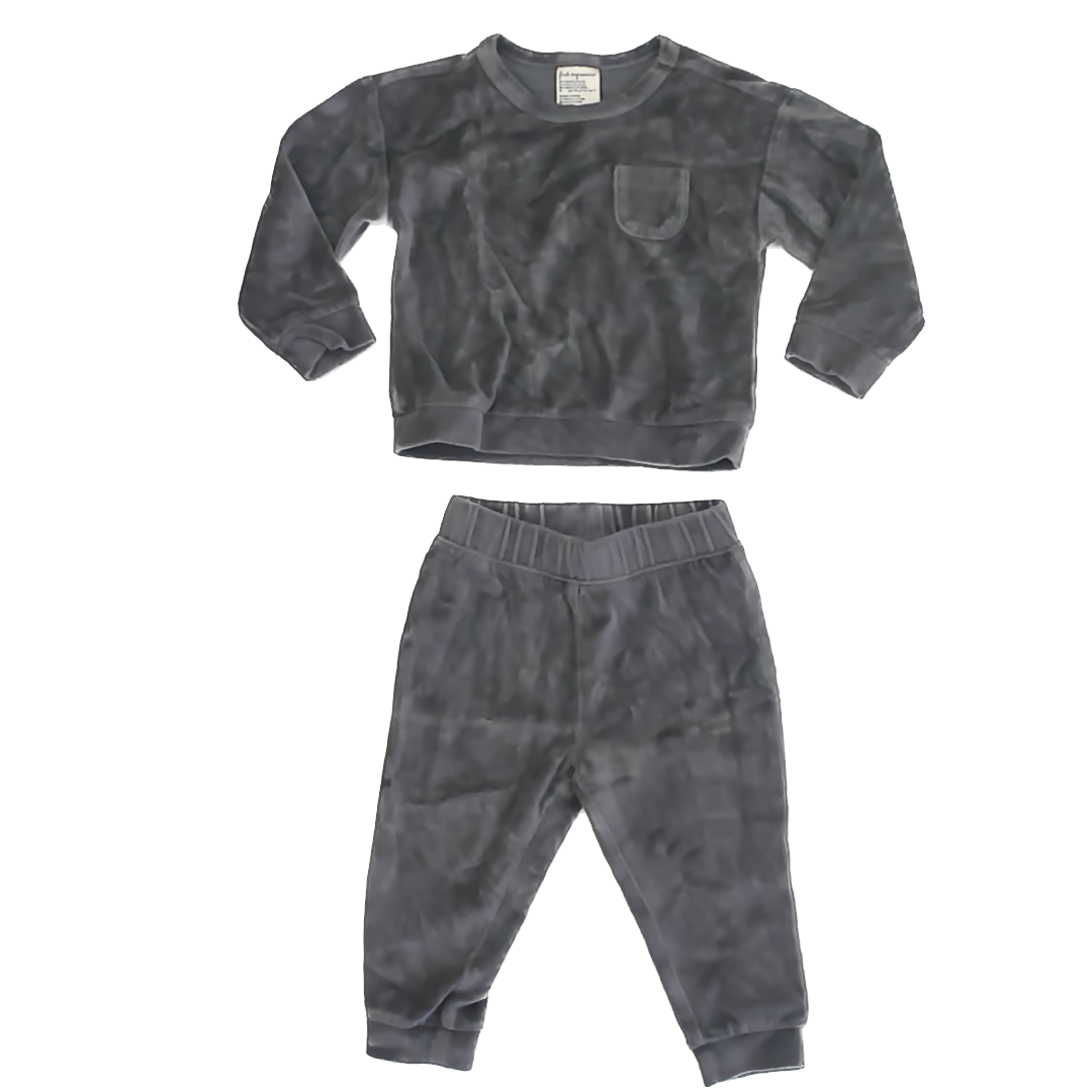 First Impressions Unisex Grey Velour Apparel Sets Size: 24 Months Grey Velour