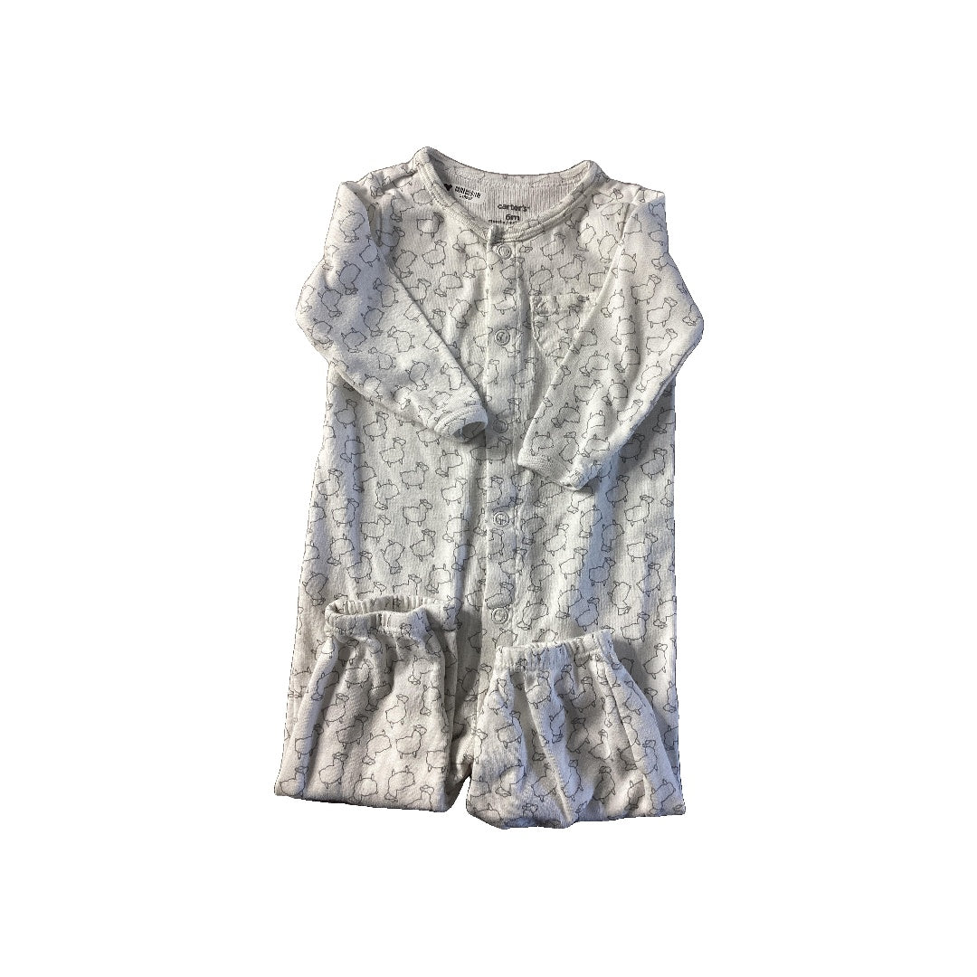 Carters Unisex Grey | White | animals 1-piece footed Pajamas Size: 3-6 months Grey | White | animals
