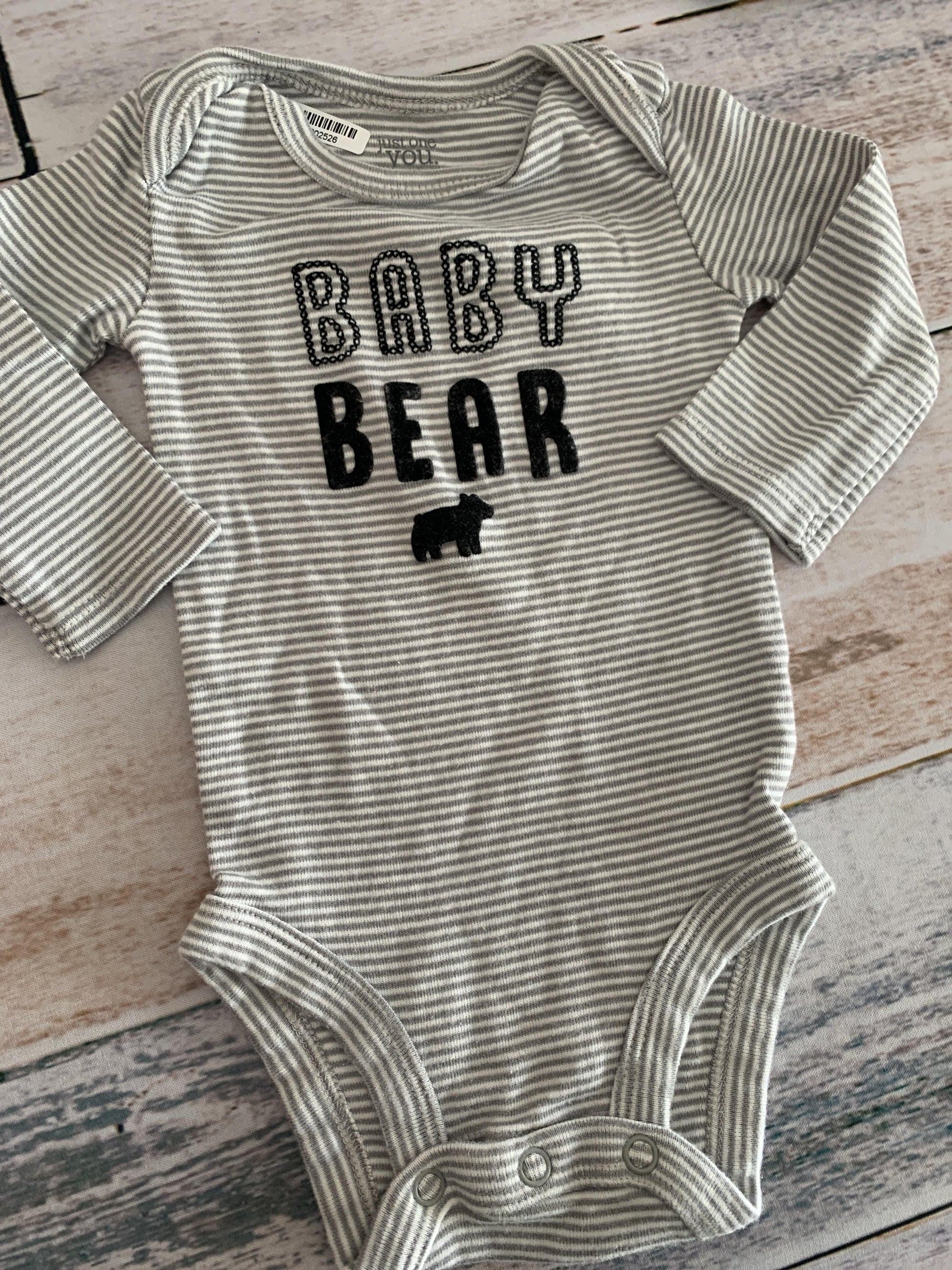 Carters Unisex Grey | White | Black | Striped Onesie Size: 3 months Grey | White | Black | Striped
