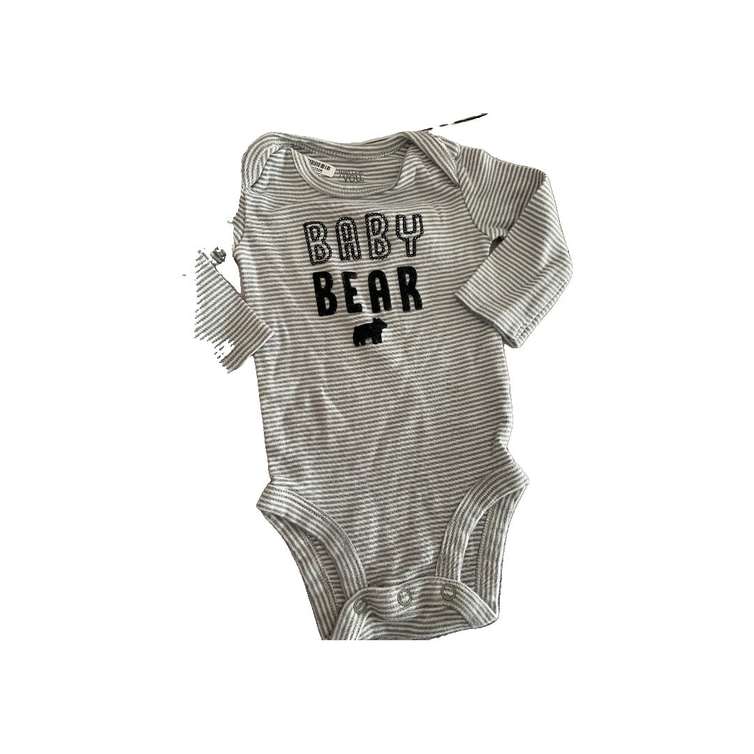 Carters Unisex Grey | White | Black | Striped Onesie Size: 3 months Grey | White | Black | Striped