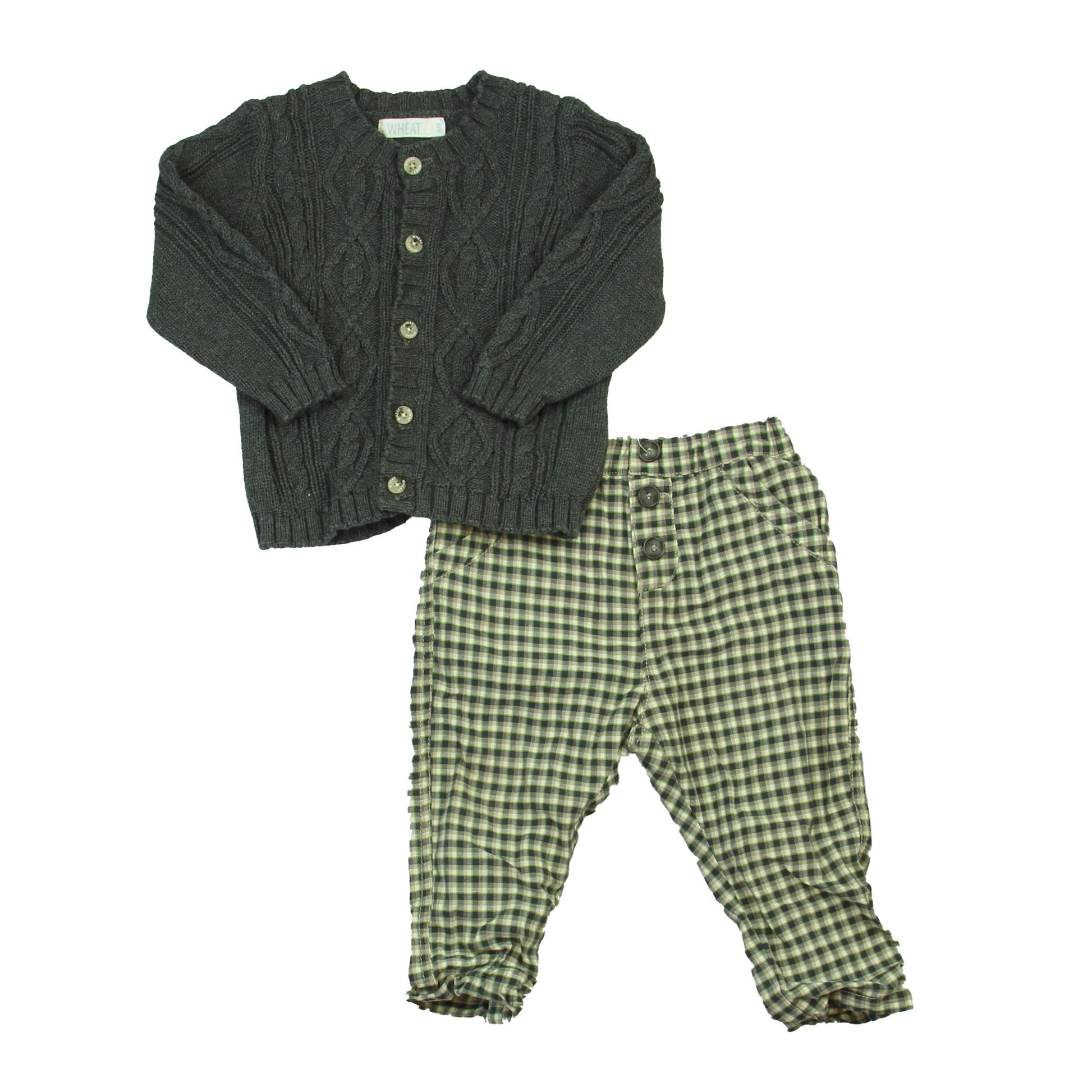 Wheat Boys Grey | White | Green Apparel Sets Size: 9 Months Grey | White | Green