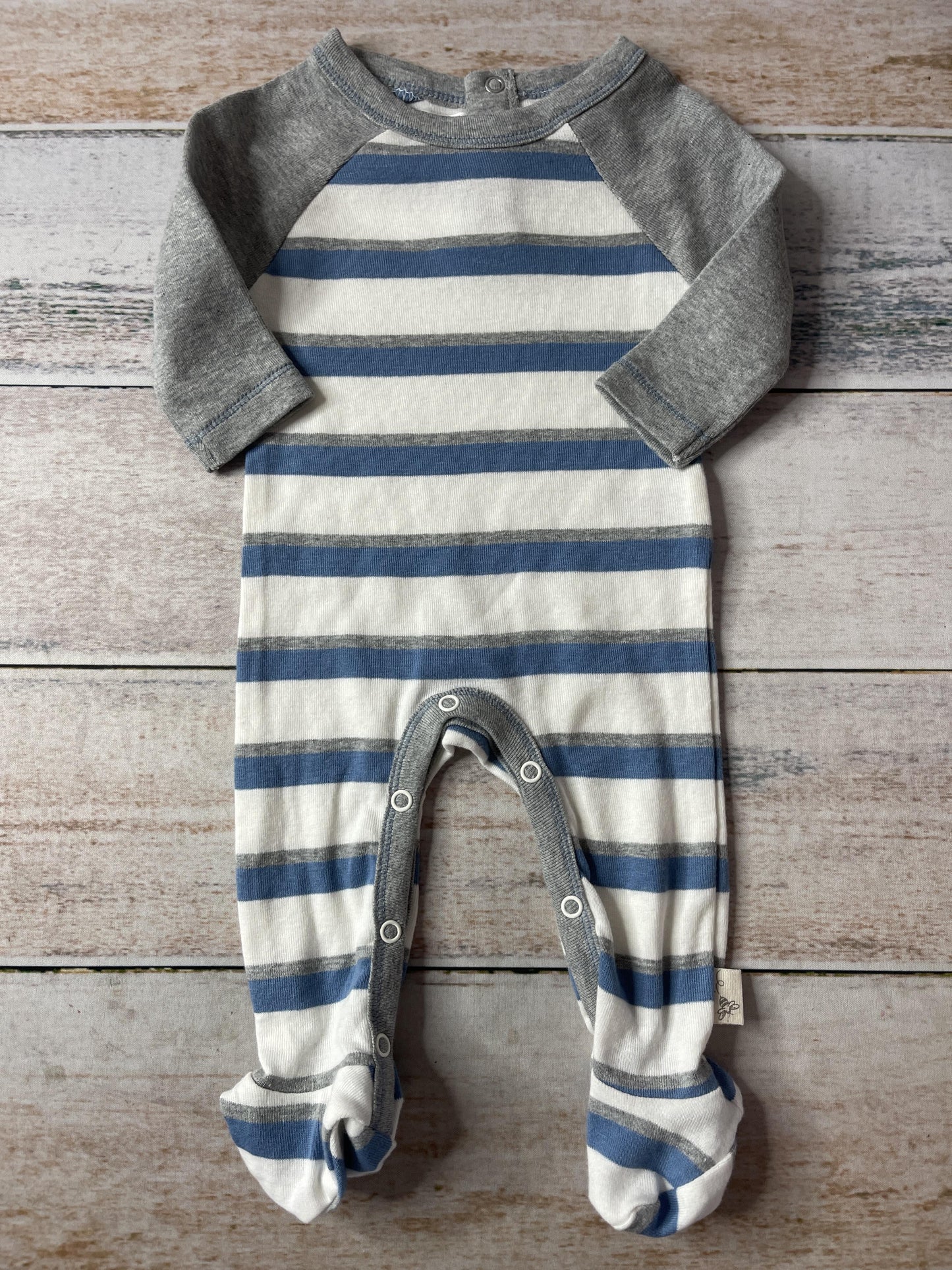 Burt's Bees Unisex Grey | White | Light Blue Pajamas Size: Preemie Grey | White | Light Blue
