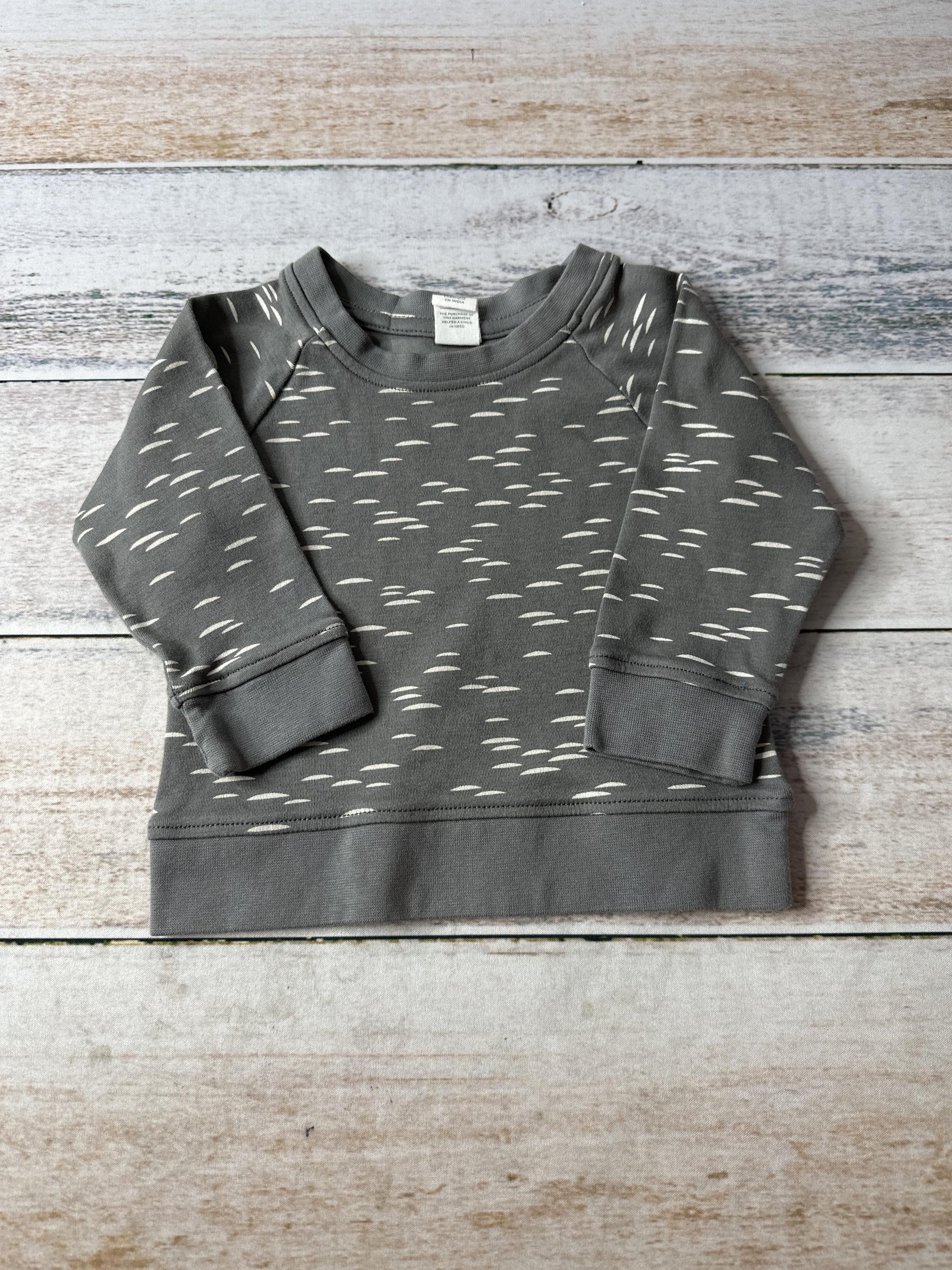Colored Organics Unisex Grey | White | Lines Sweater Size: 6-12 months Grey | White | Lines