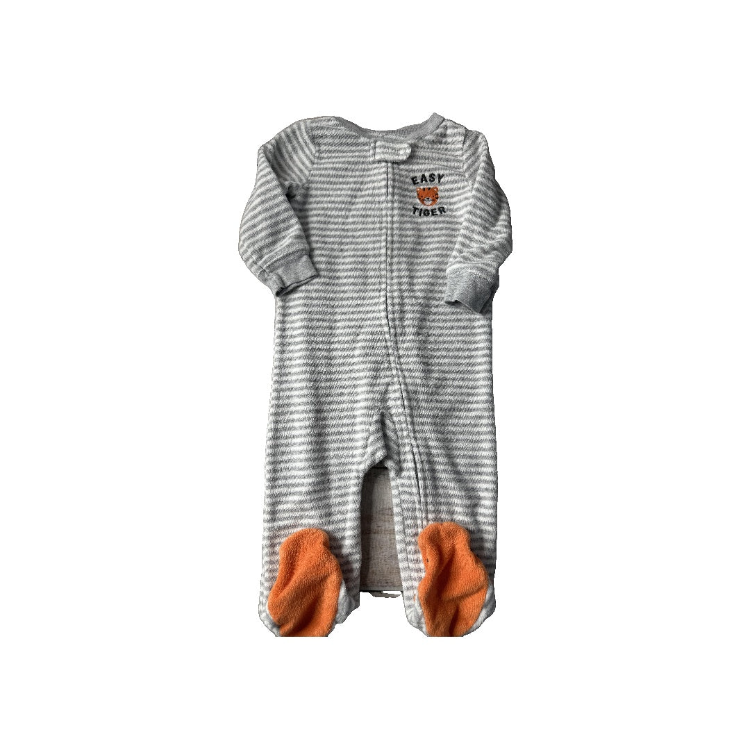 Carters Unisex Grey | White | orange Pajamas Size: 6-9 months Grey | White | orange