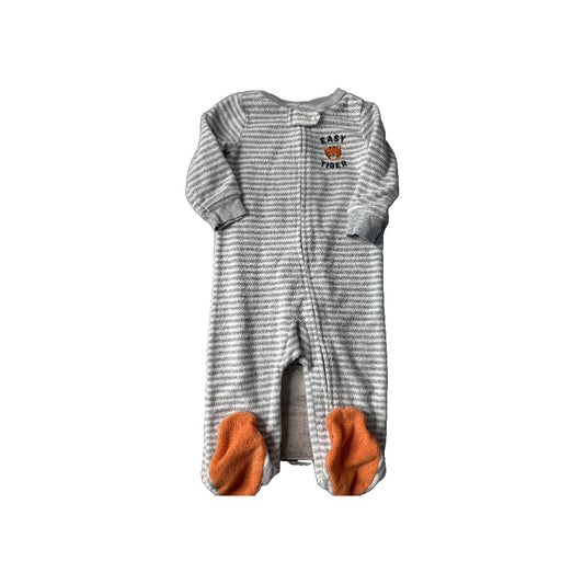 Carters Unisex Grey | White | orange Pajamas Size: 6-9 months Grey | White | orange