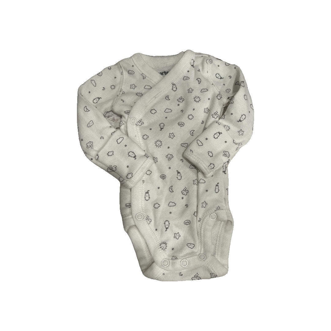 Carters Unisex Grey | White | Pattern Onesie Size: Preemie Grey | White | Pattern