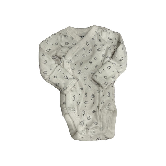 Carters Unisex Grey | White | Pattern Onesie Size: Preemie Grey | White | Pattern