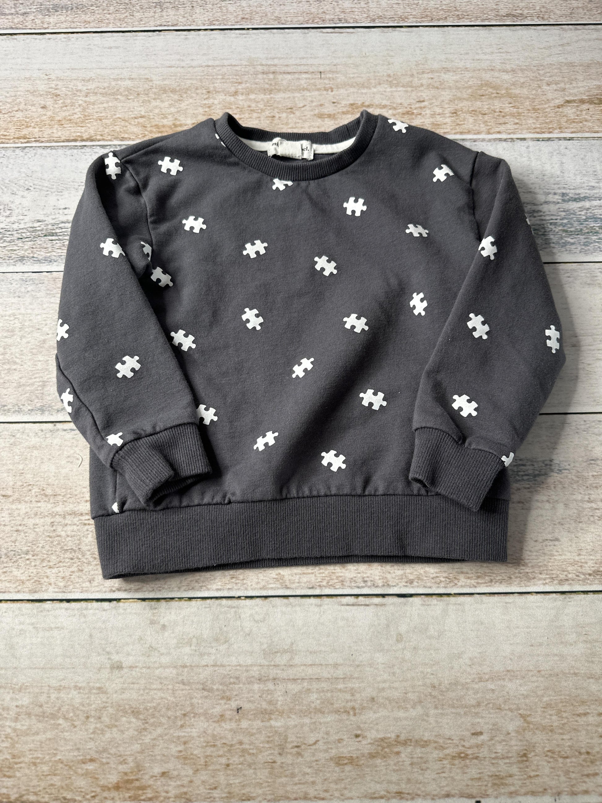 Miles Boys Grey | White | Pattern Sweatshirt Size: 2T Grey | White | Pattern