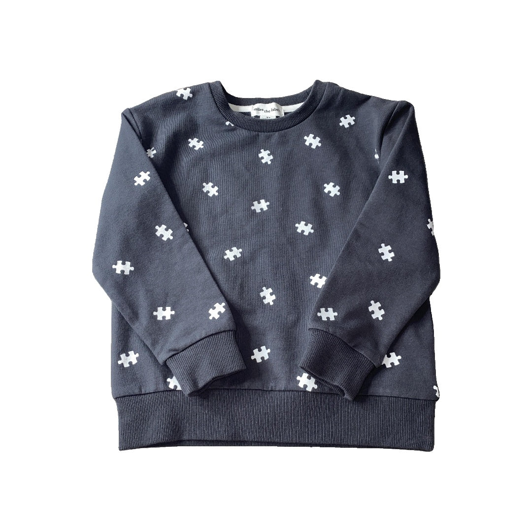 Miles Boys Grey | White | Pattern Sweatshirt Size: 3T Grey | White | Pattern