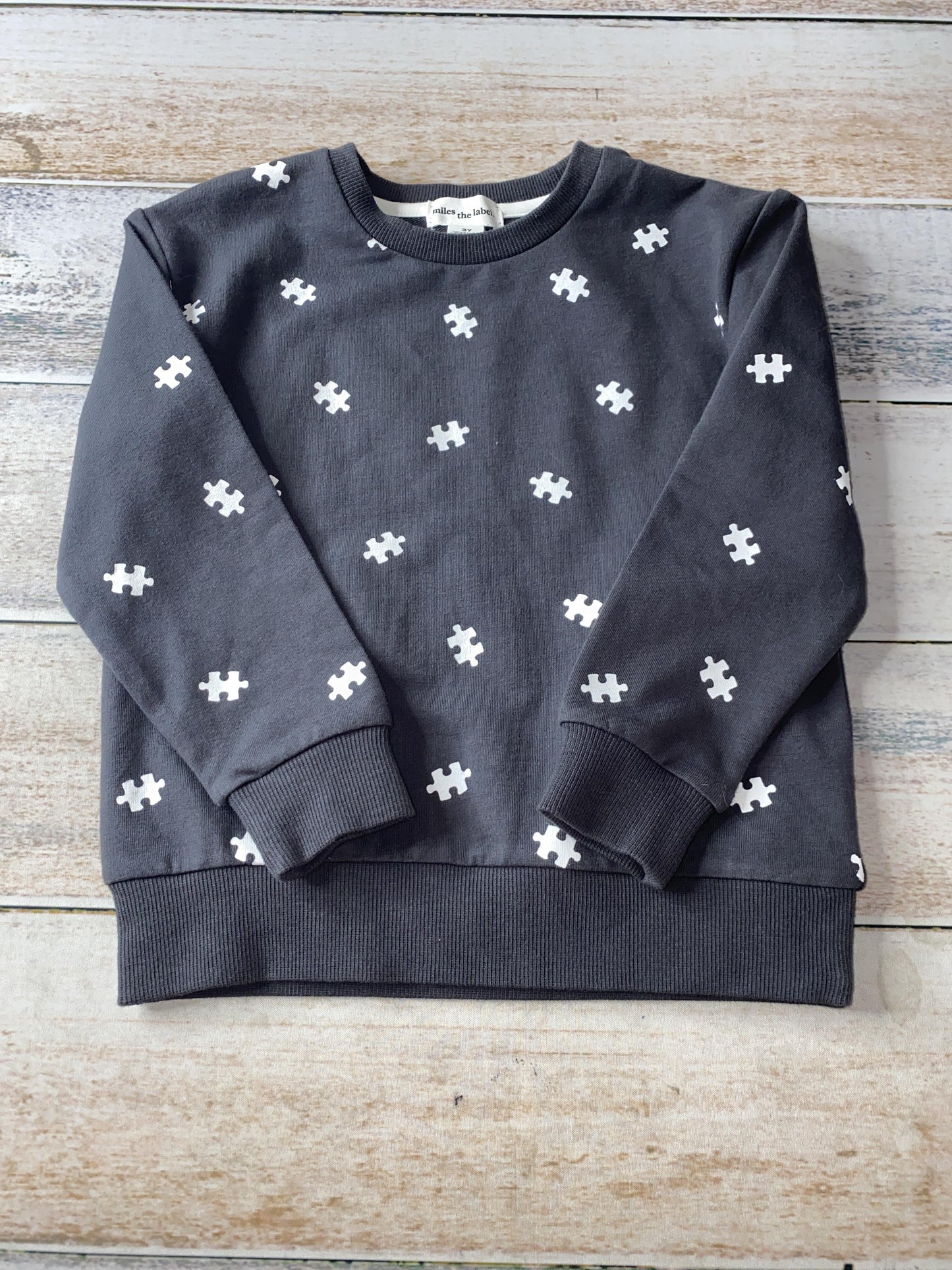 Miles Boys Grey | White | Pattern Sweatshirt Size: 3T Grey | White | Pattern
