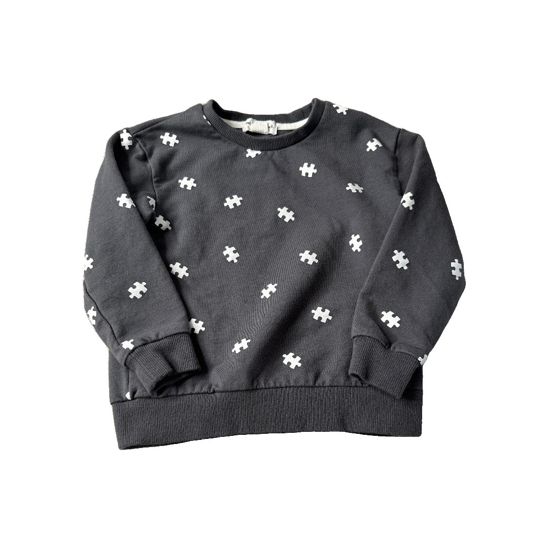 Miles Boys Grey | White | Pattern Sweatshirt Size: 2T Grey | White | Pattern