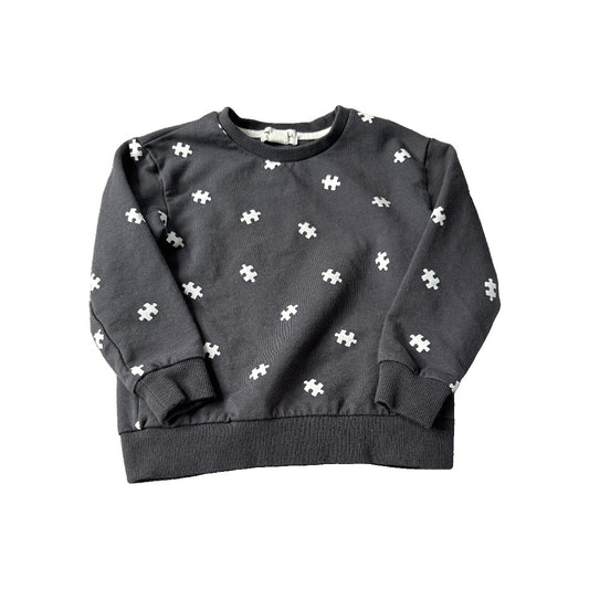 Miles Boys Grey | White | Pattern Sweatshirt Size: 2T Grey | White | Pattern