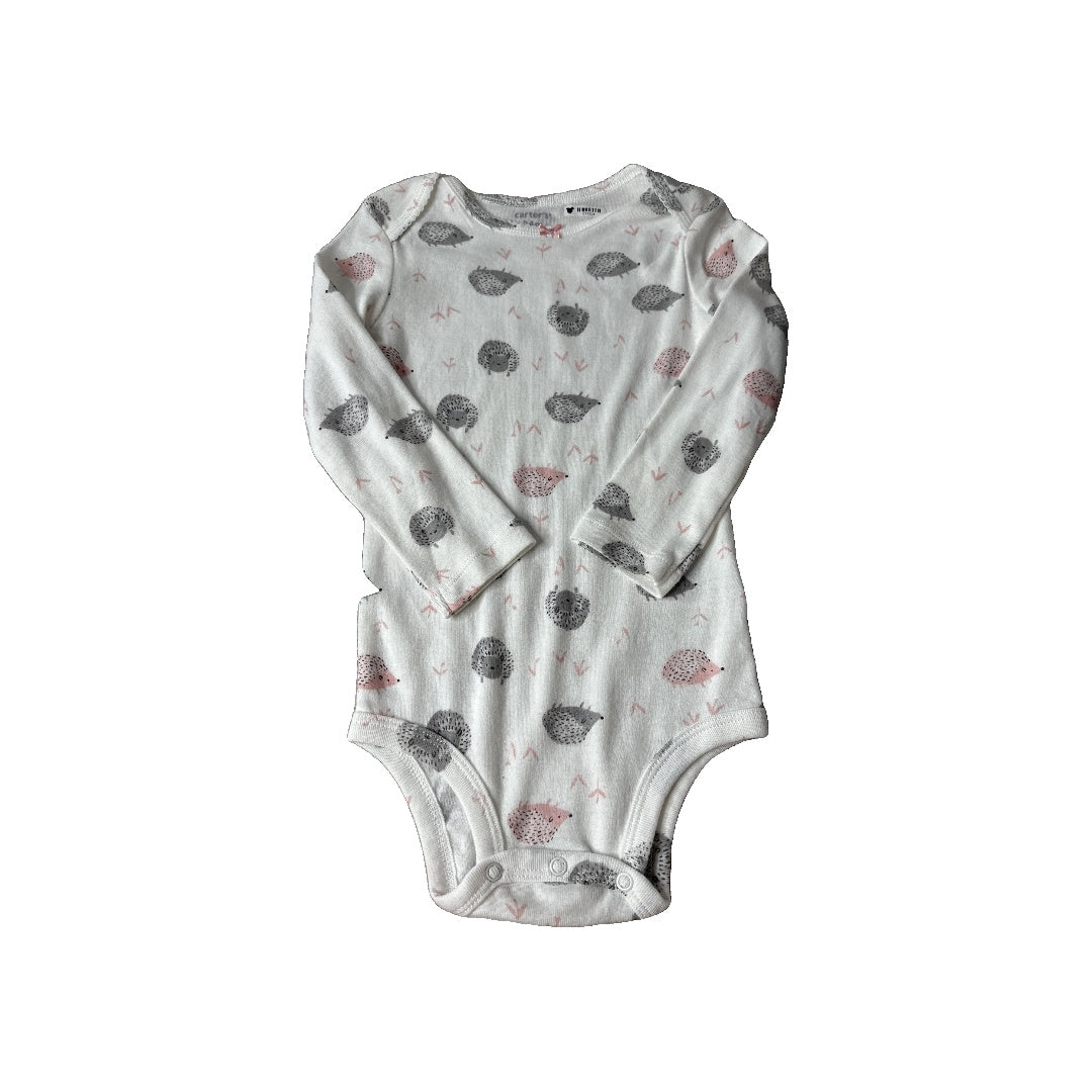 Carters Girls Grey | White | pink Onesie Size: 24 months Grey | White | pink