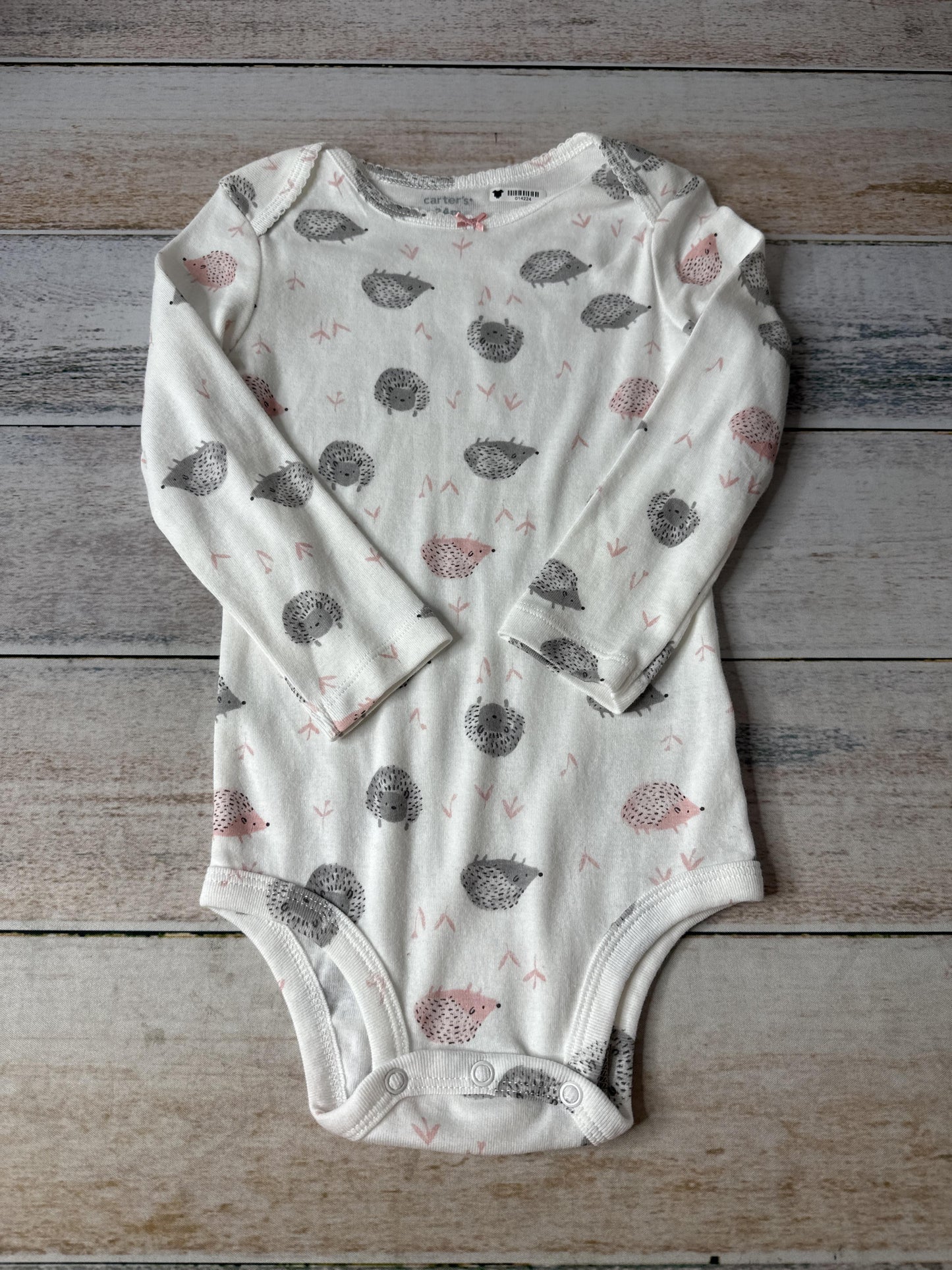 Carters Girls Grey | White | pink Onesie Size: 24 months Grey | White | pink