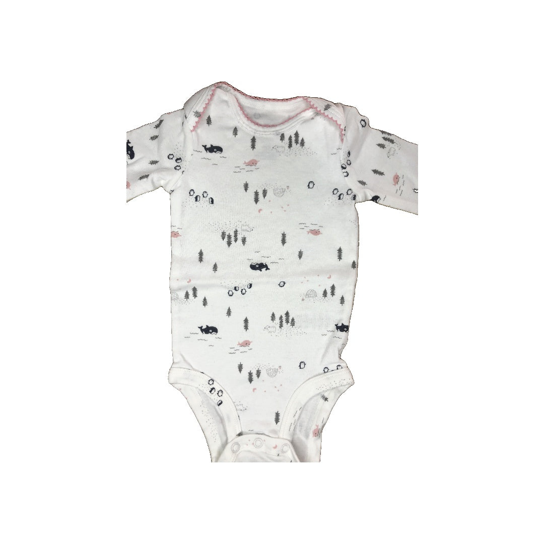 Carters Girls Grey | White | pink Onesie Size: 6 months Grey | White | pink