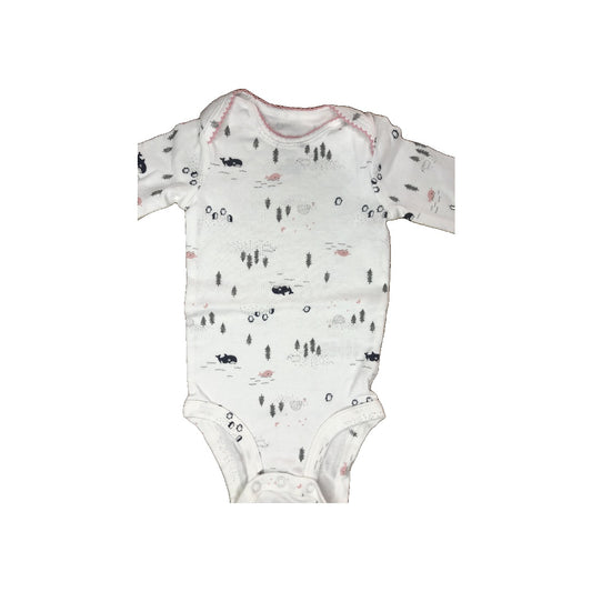Carters Girls Grey | White | pink Onesie Size: 6 months Grey | White | pink