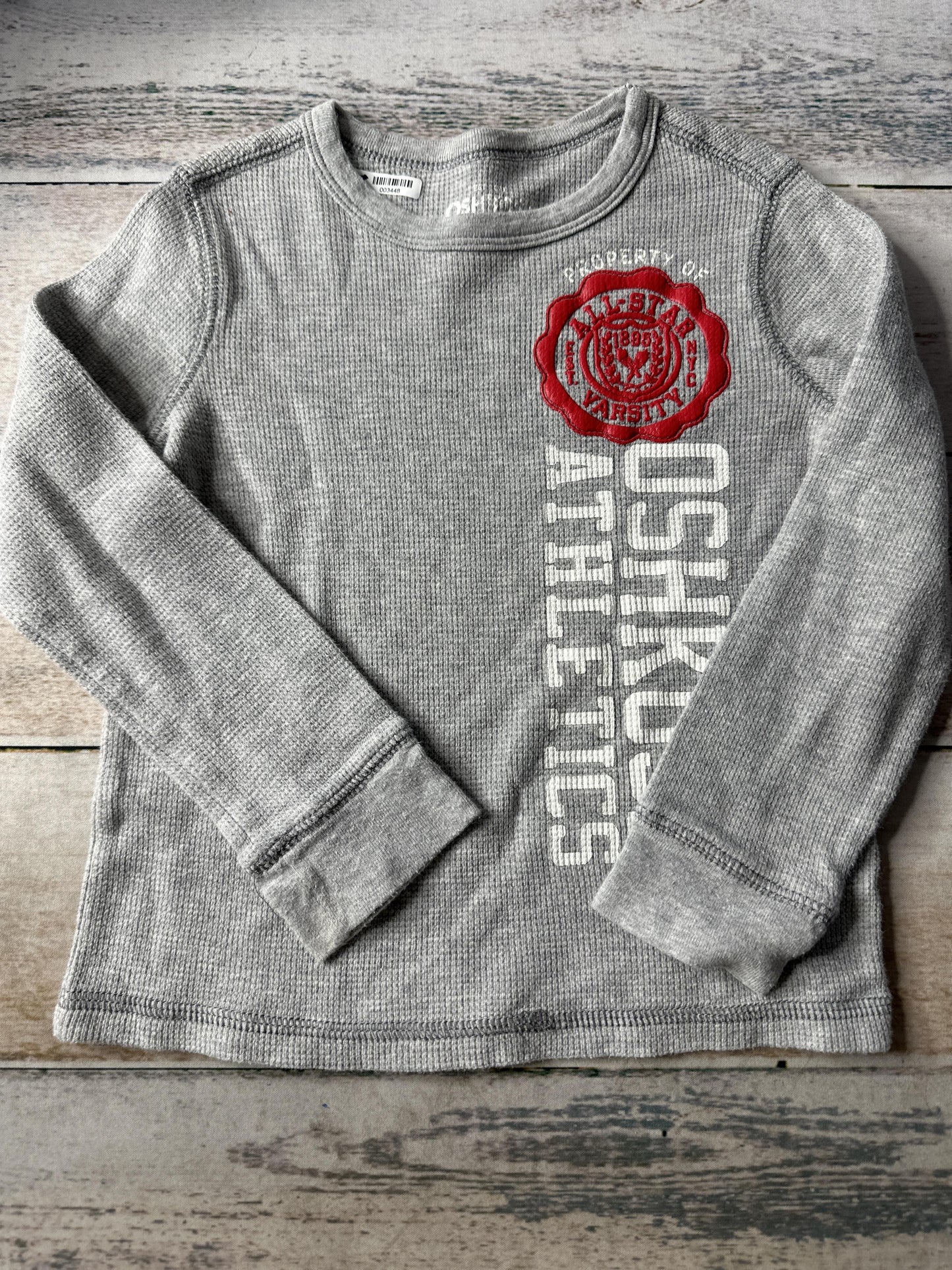 OshKosh Boys Grey | White | Red Long Sleeve T-Shirt Size: 4T Grey | White | Red