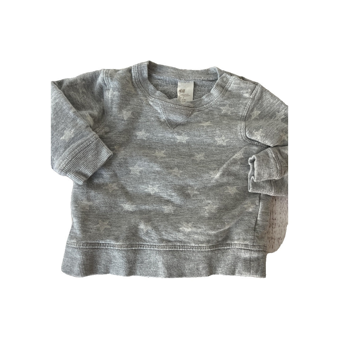 H&M Unisex Grey | White | Stars Sweatshirt Size: 6-9 months Grey | White | Stars