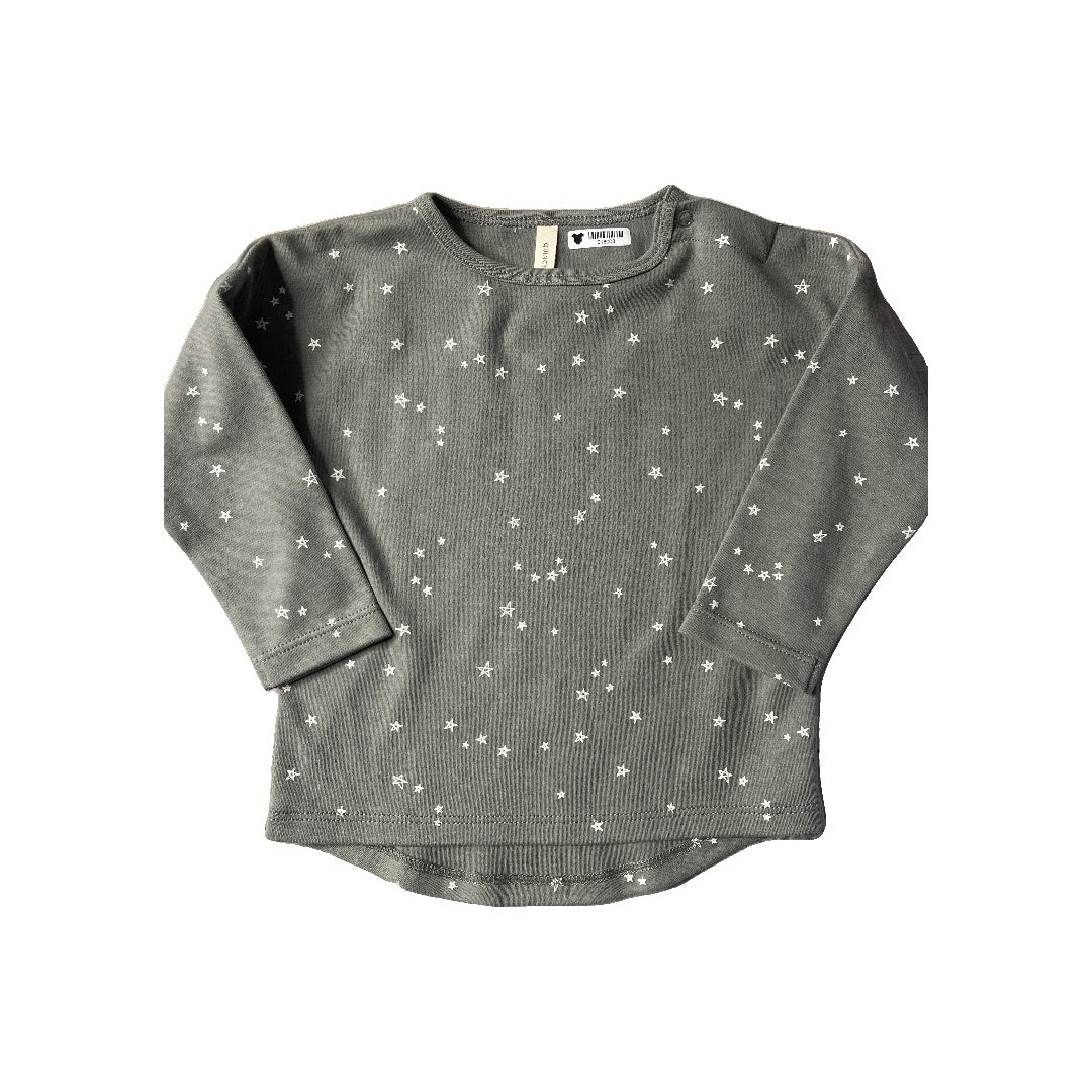 Quincy Mae Unisex Grey | White | Stars Long Sleeve T-Shirt Size: 12-18 months Grey | White | Stars