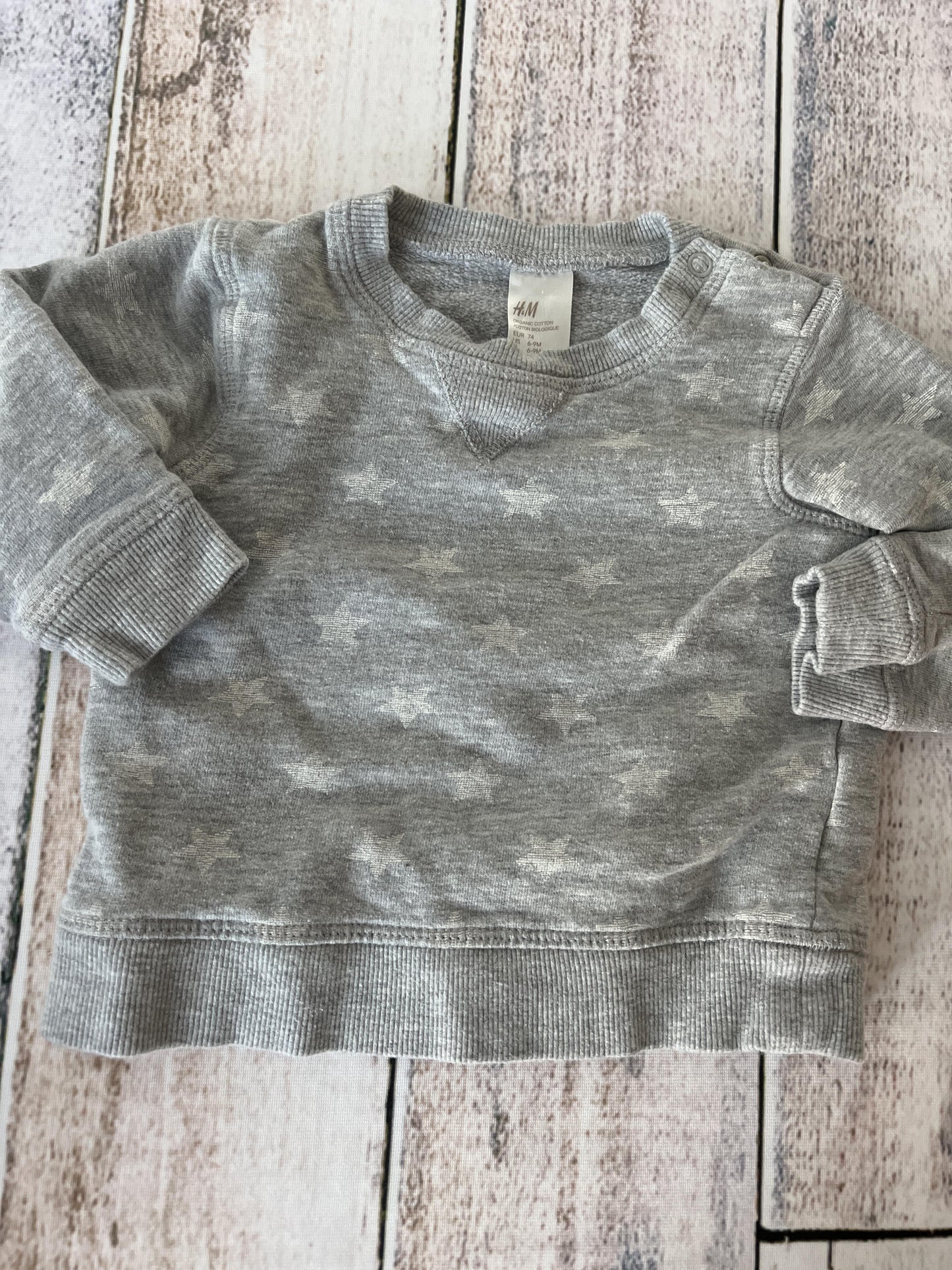H&M Unisex Grey | White | Stars Sweatshirt Size: 6-9 months Grey | White | Stars