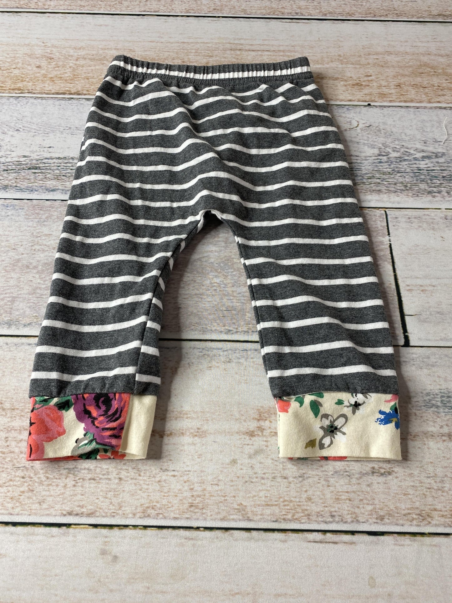 FunkyBerry Girls Grey | White | Stripe | Flowers Pants Size: 6 months Grey | White | Stripe | Flowers