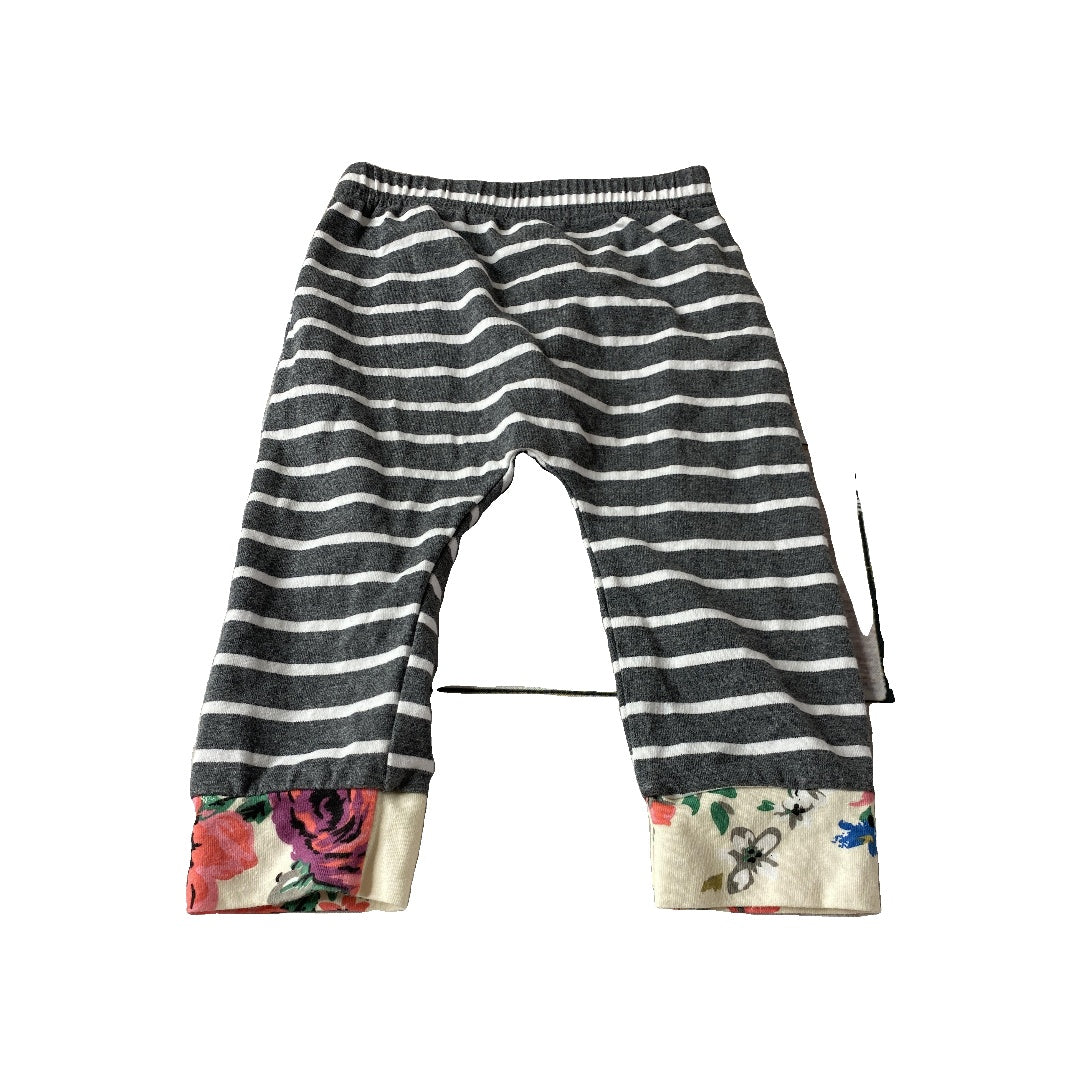 FunkyBerry Girls Grey | White | Stripe | Flowers Pants Size: 6 months Grey | White | Stripe | Flowers