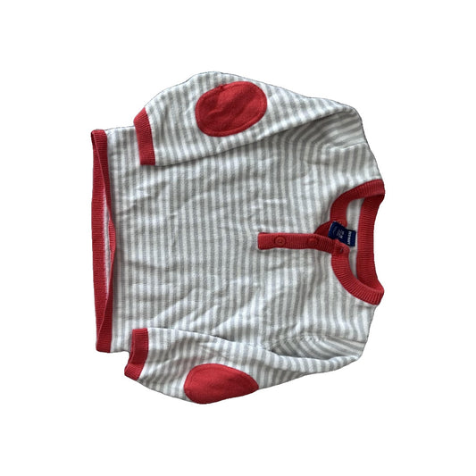 Old Navy Unisex Grey | White | Stripe | Red Sweater Size: 12-18 months Grey | White | Stripe | Red
