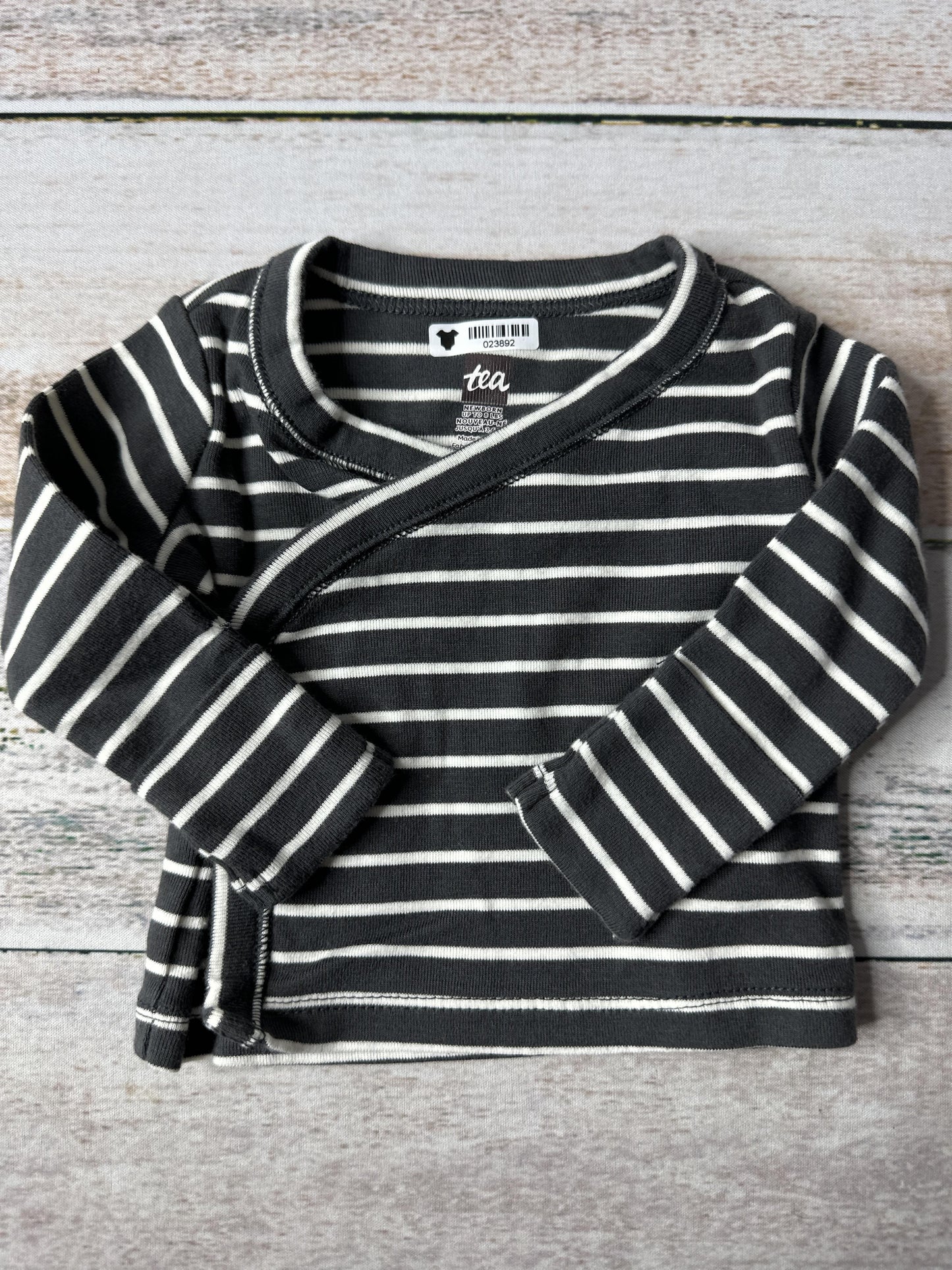 Tea Unisex Grey | White | Stripe Shirt Size: Newborn Grey | White | Stripe