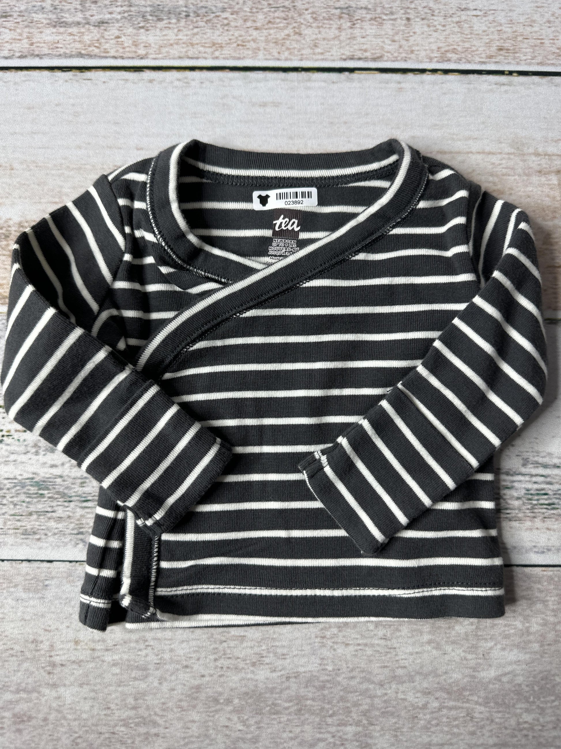 Tea Unisex Grey | White | Stripe Shirt Size: Newborn Grey | White | Stripe