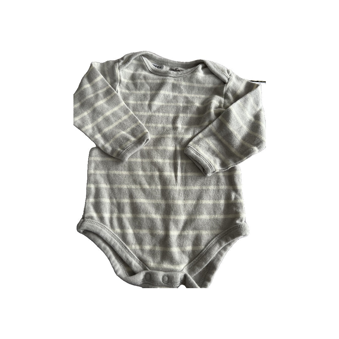 Touched by Nature Unisex Grey | White | Stripe Onesie Size: 6-9 months Grey | White | Stripe