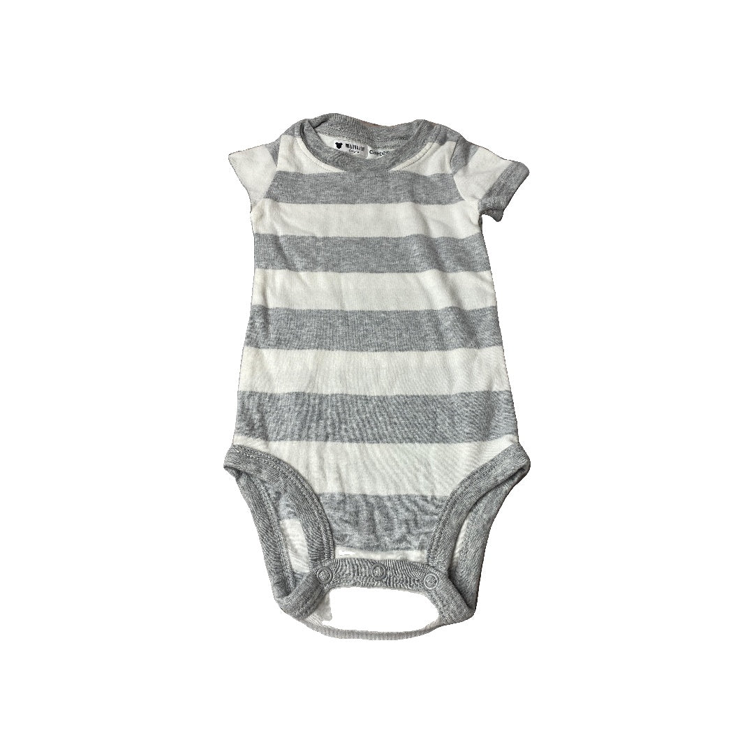 Carters Unisex Grey | White | Stripe Onesie Size: 6 months Grey | White | Stripe