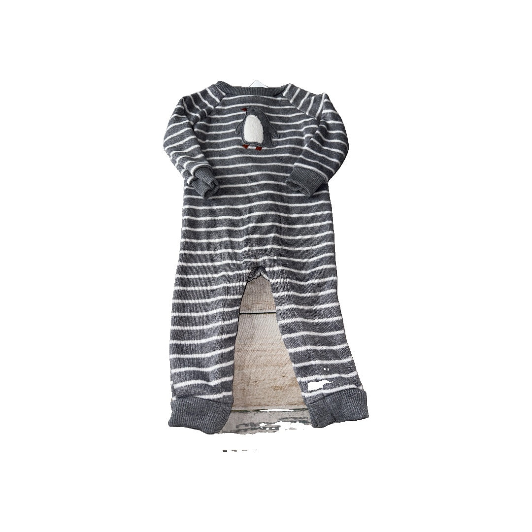 Carters Boys Grey | White | Stripe Long Sleeve Outfit Size: 12 months Grey | White | Stripe