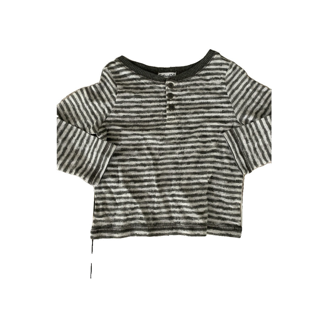 Splendid Boys Grey | White | Stripe Long Sleeve Shirt Size: 12-18 months Grey | White | Stripe