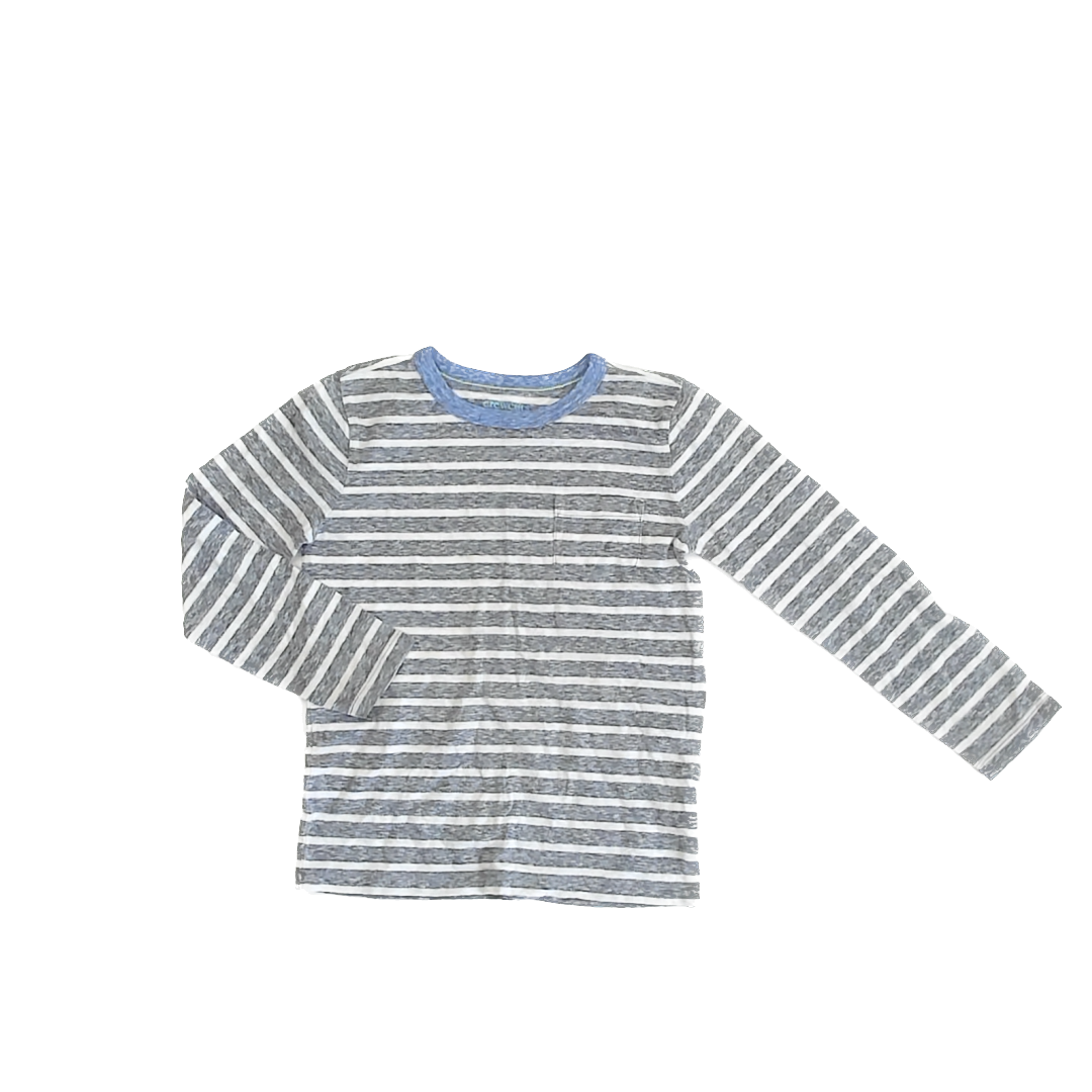 Crewcuts Boys Grey | White Striped Long Sleeve T-Shirt Size: 4-5T Grey | White Striped