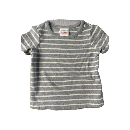 Hanna Andersson Boys Grey | White | Striped T-Shirt Size: 6-12 months Grey | White | Striped