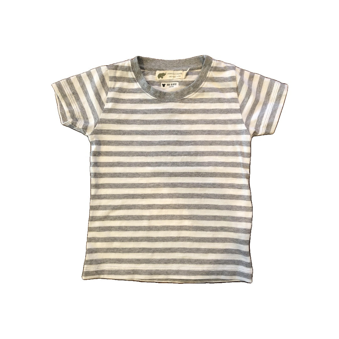 Monica + Andy Unisex Grey | White | Striped T-Shirt Size: 3T Grey | White | Striped