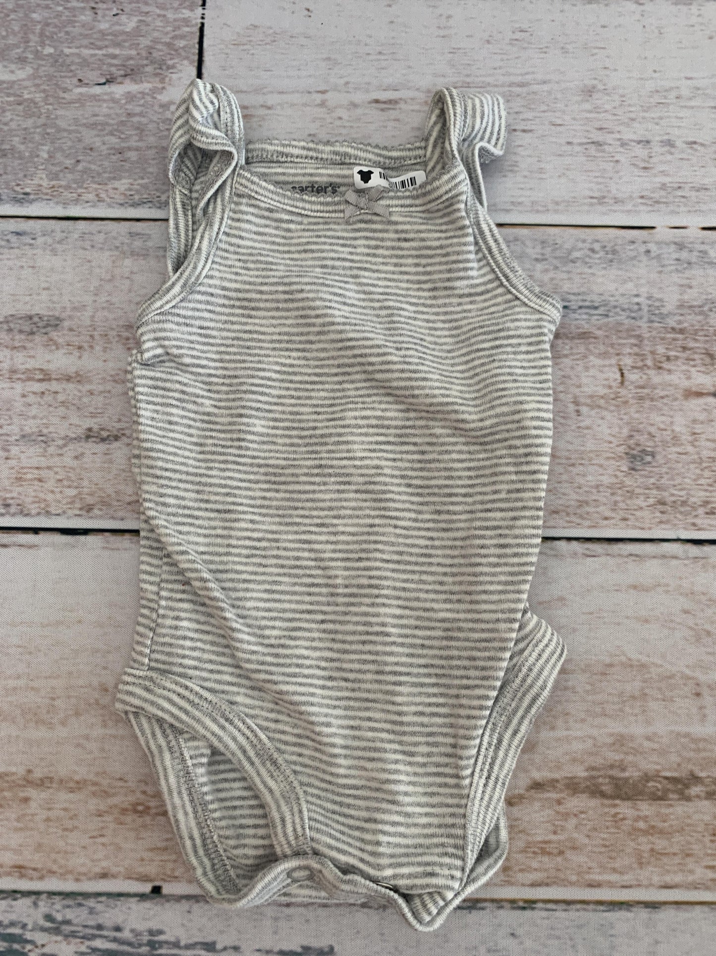Carters Girls Grey | White | Striped Onesie Size: Newborn Grey | White | Striped