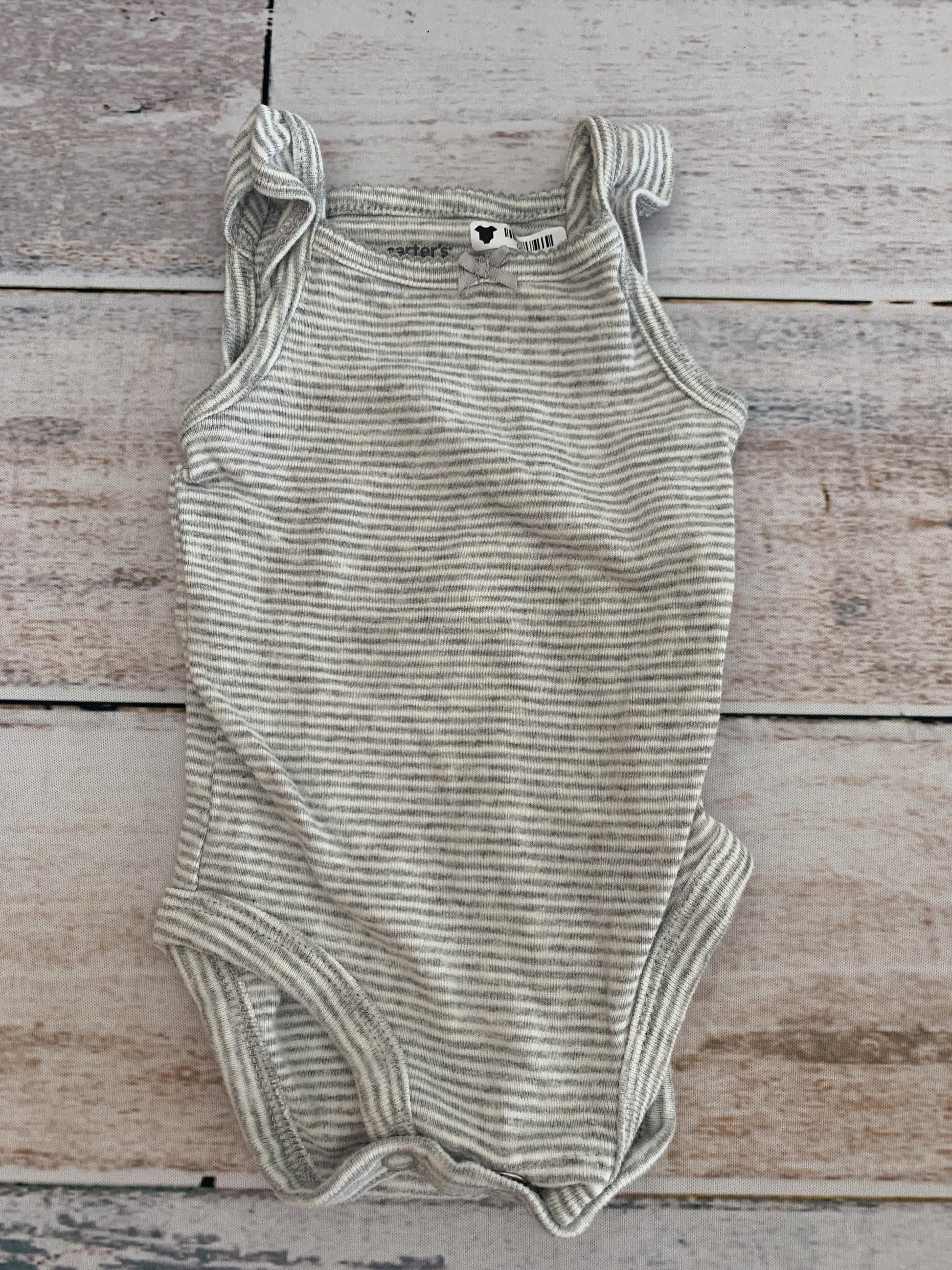 Carters Girls Grey | White | Striped Onesie Size: Newborn Grey | White | Striped