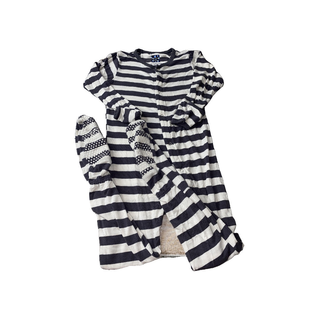 KicKee Pants Unisex Grey | White | Striped Pajamas Size: 4T Grey | White | Striped
