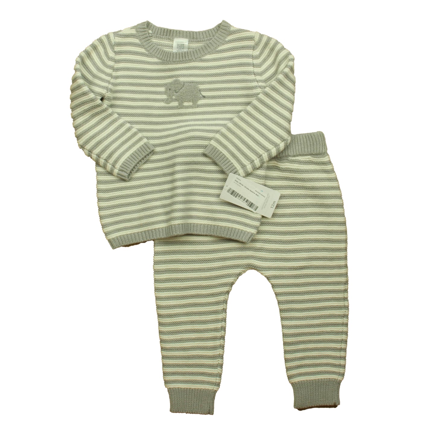 Carter's Boys Grey | White | Stripes Apparel Sets Size: 12 Months Grey | White | Stripes