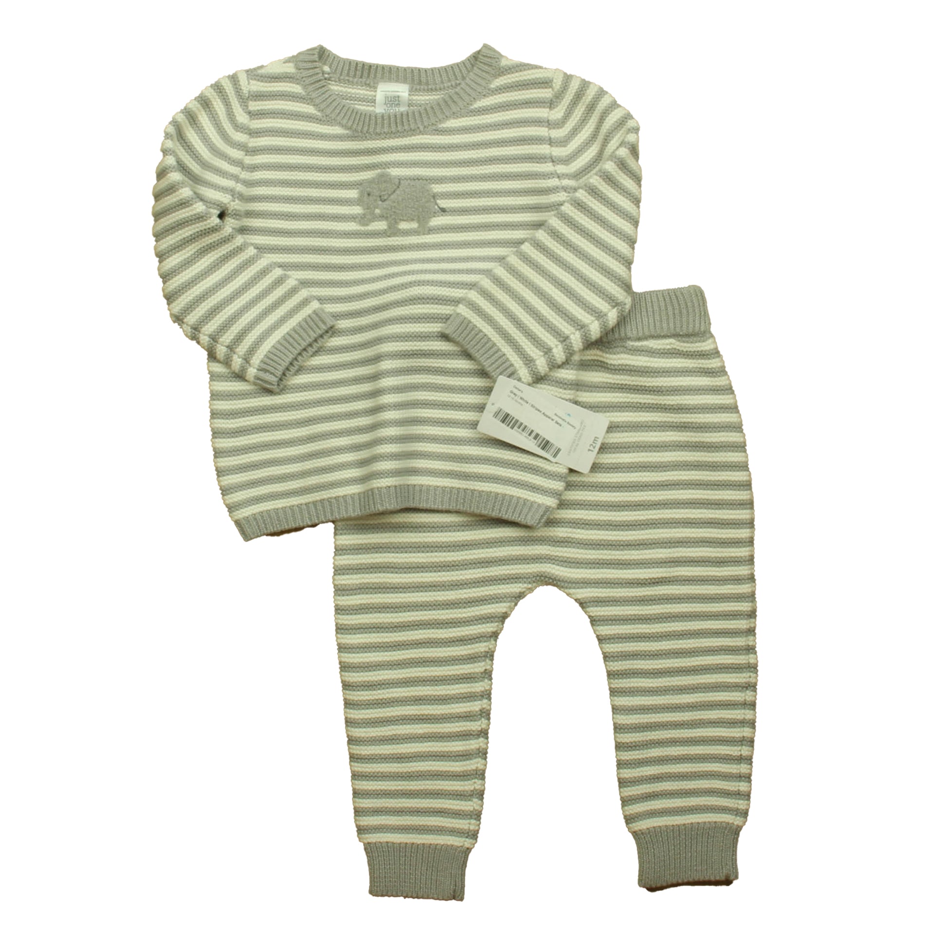 Carter's Boys Grey | White | Stripes Apparel Sets Size: 12 Months Grey | White | Stripes