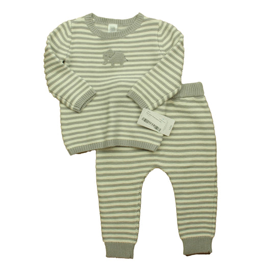 Carter's Boys Grey | White | Stripes Apparel Sets Size: 12 Months Grey | White | Stripes