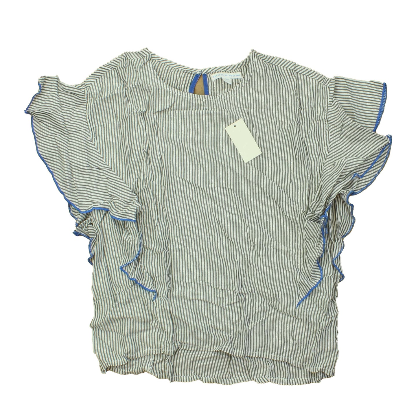 Rockets Of Awesome Girls Grey | White | Stripes Blouse Size: 7 Years