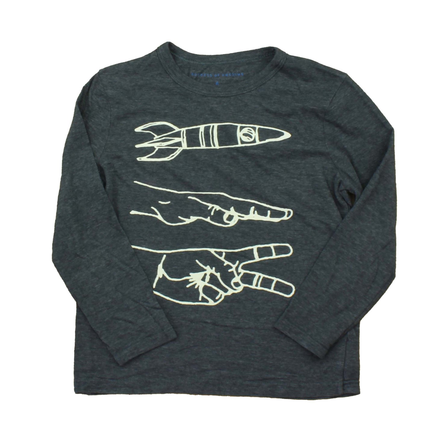 Rockets Of Awesome Girls Grey | White Long Sleeve T-Shirt Size: 6 Years