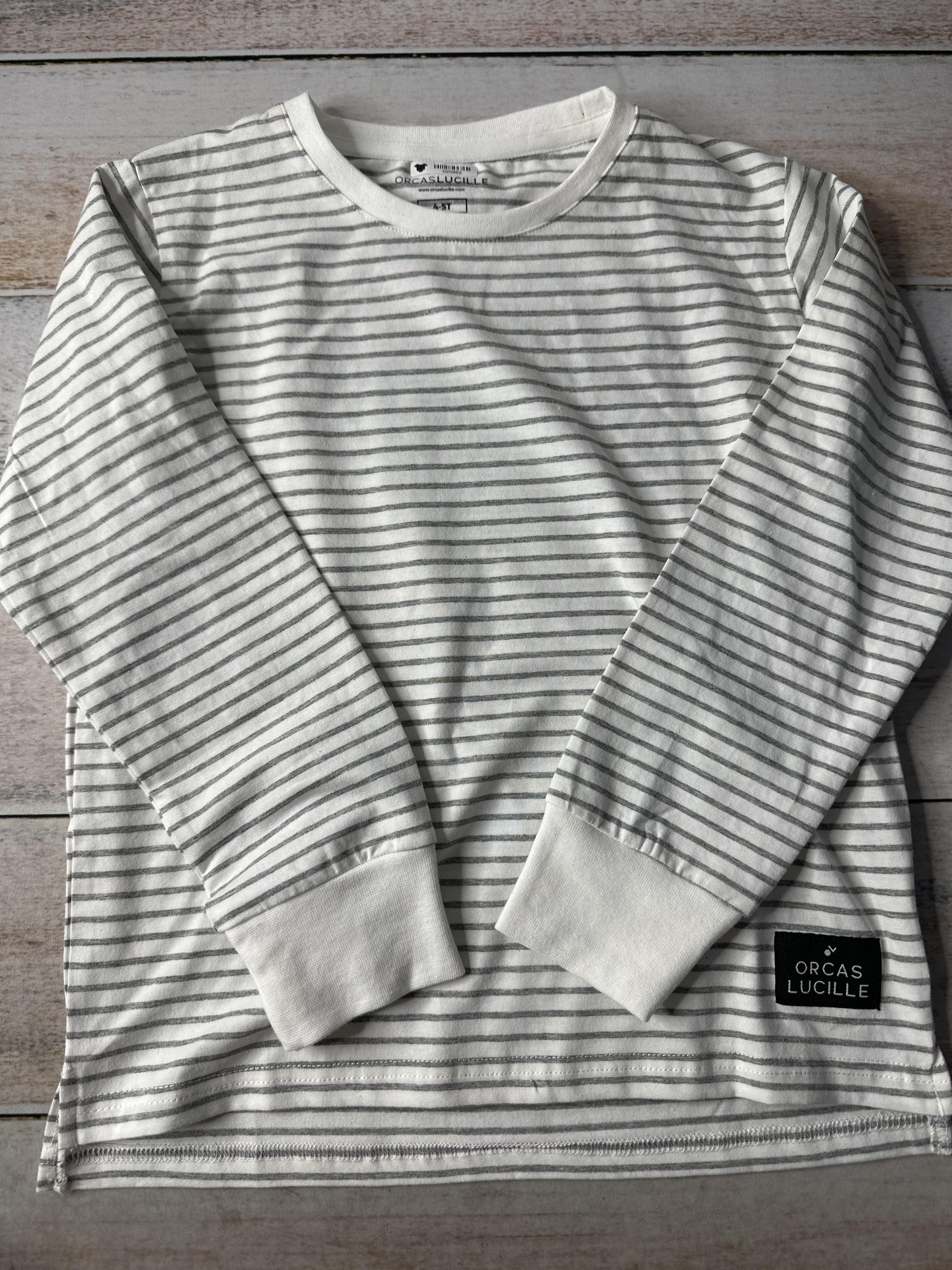 Orcas Lucille Girls Grey | White Long Sleeve T-Shirt Size: 4T Grey | White