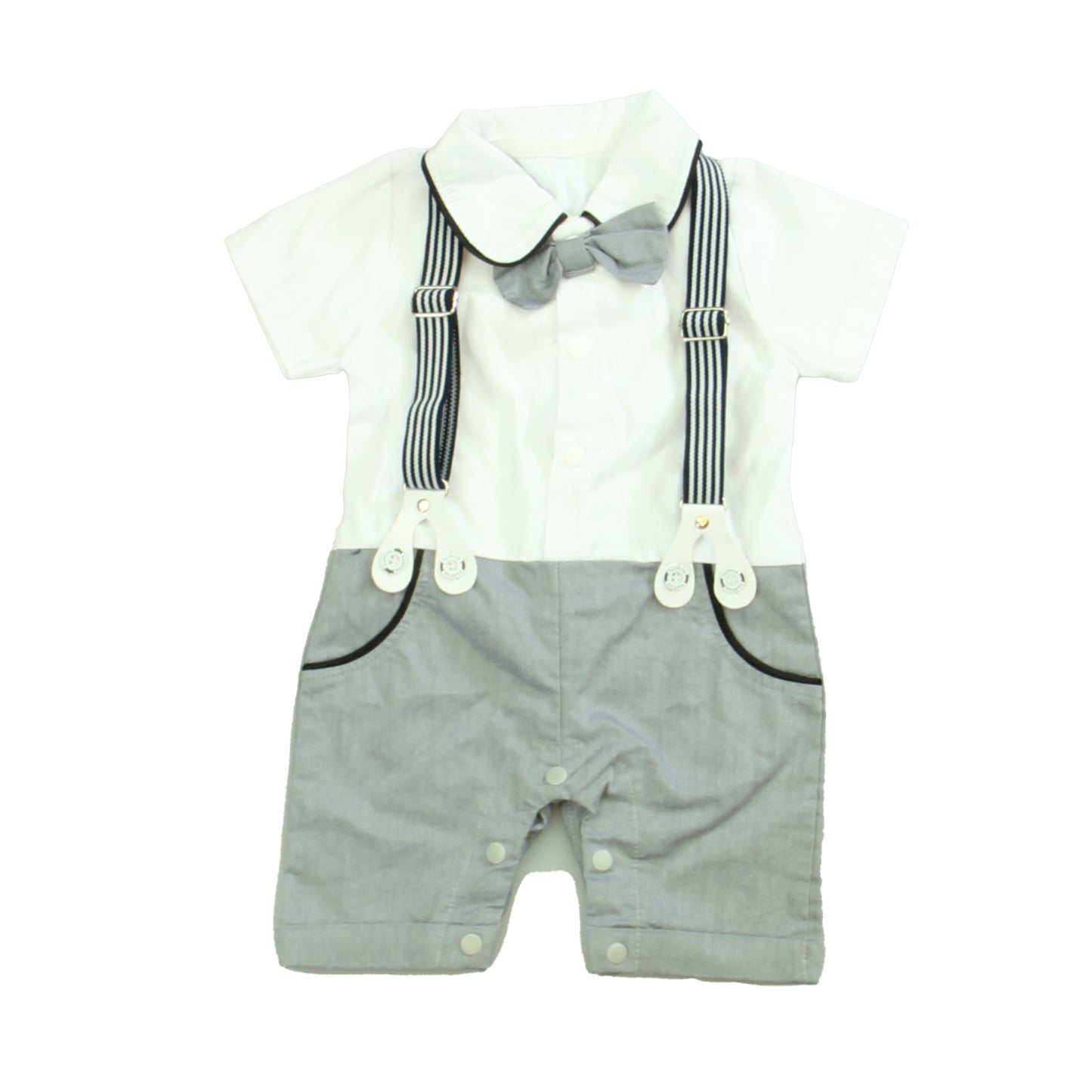 Unknown Brand Boys Grey | White Romper Size: 6 Months Grey | White