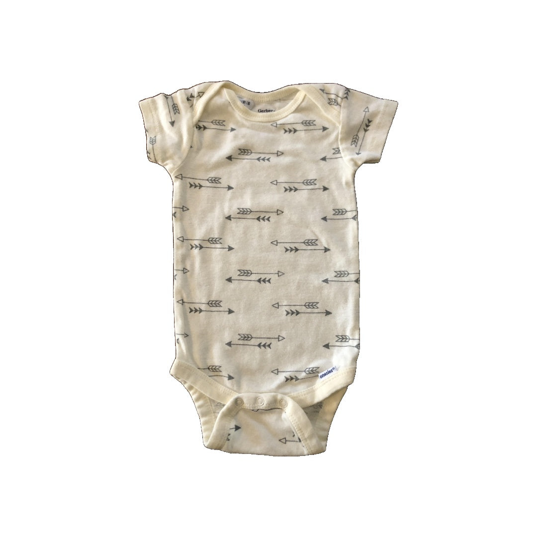 Gerber Childrenswear Unisex Grey | White Onesie Size: 3-6 months Grey | White